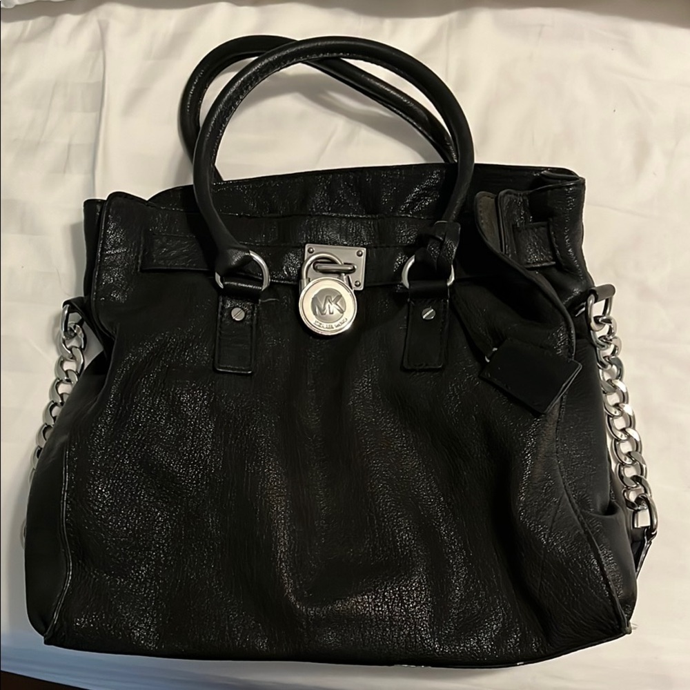 Black Leather Michael Kors Tote Bag